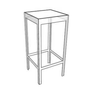 Steh / Hochtisch "Clear"  (Platten erhältlich in: blau schwarz , weiß, grün oder Glas)